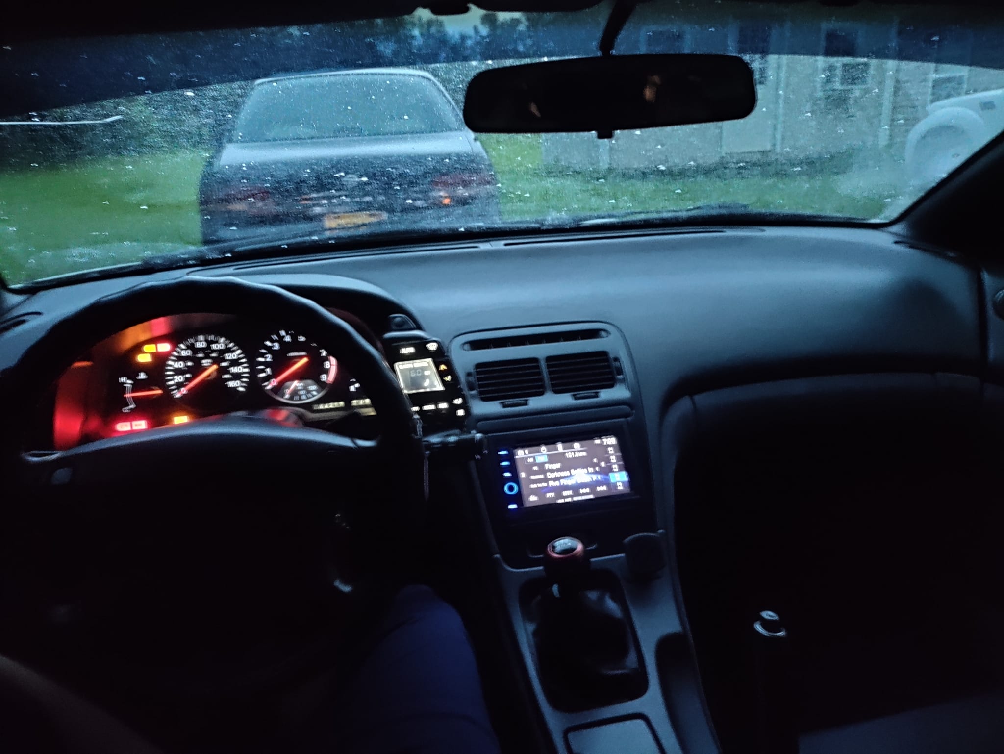 Peaceful rain view from 1992 300zx after 24 hour shift