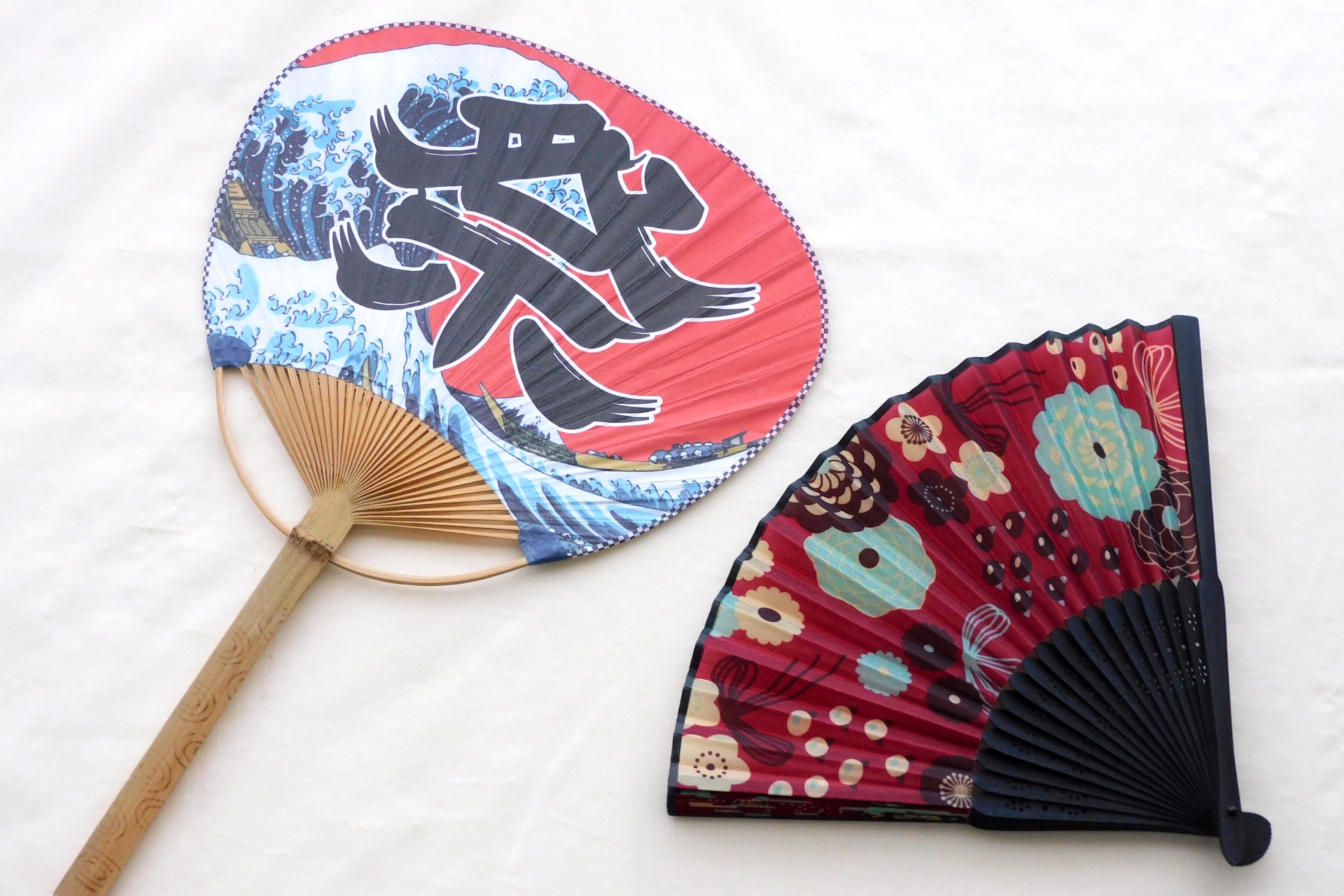 Two mass produced, and relatively inexpensive, uchiwa (団扇