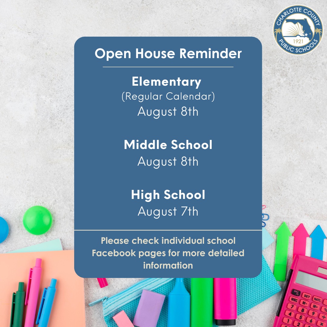 Open House Schedule ... - Charlotte County Public Schools | Facebook