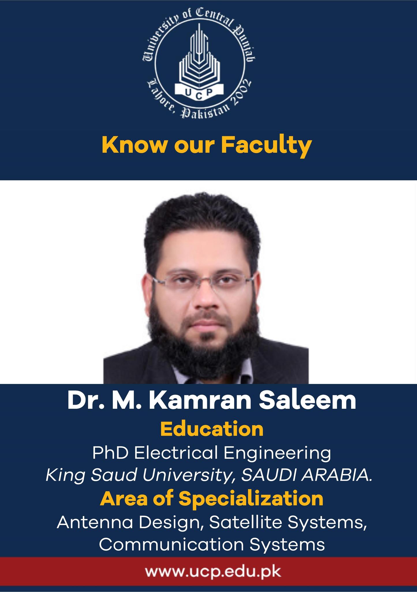 Faculty - Dr. M. Kamran Saleem is working as an Associate Professor ...