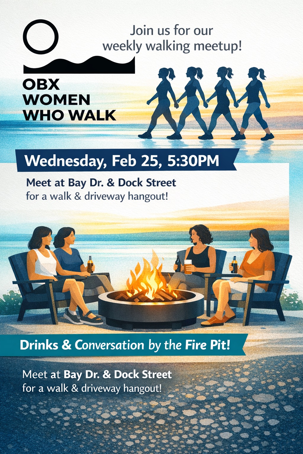 OBX WOMEN WHO WALK - WEEKLY WALKING MEETUP (+ BONUS DRIVEWAY HANGOUT)