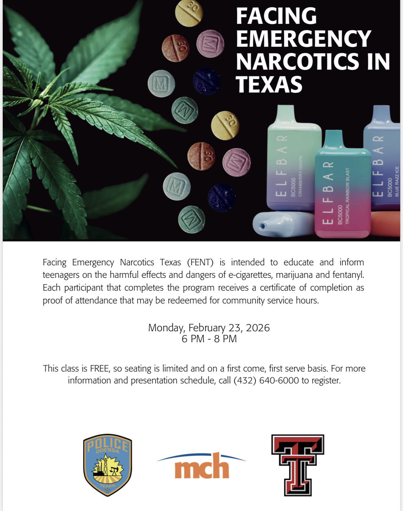 💊The upcoming FENT Class is Monday,... - Odessa Teen Court | Facebook