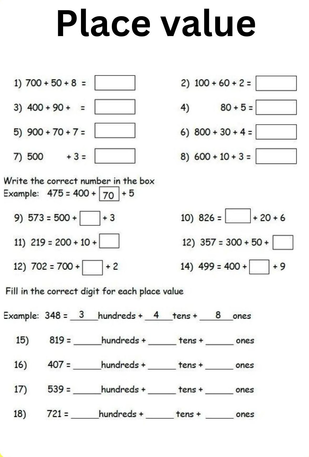 Place Value Worksheet !!!!! - Primary Teaching Ways | Facebook