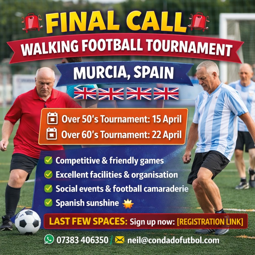 Condado Futbol - ⚽🚨 FINAL CALL – WALKING FOOTBALL... | Facebook