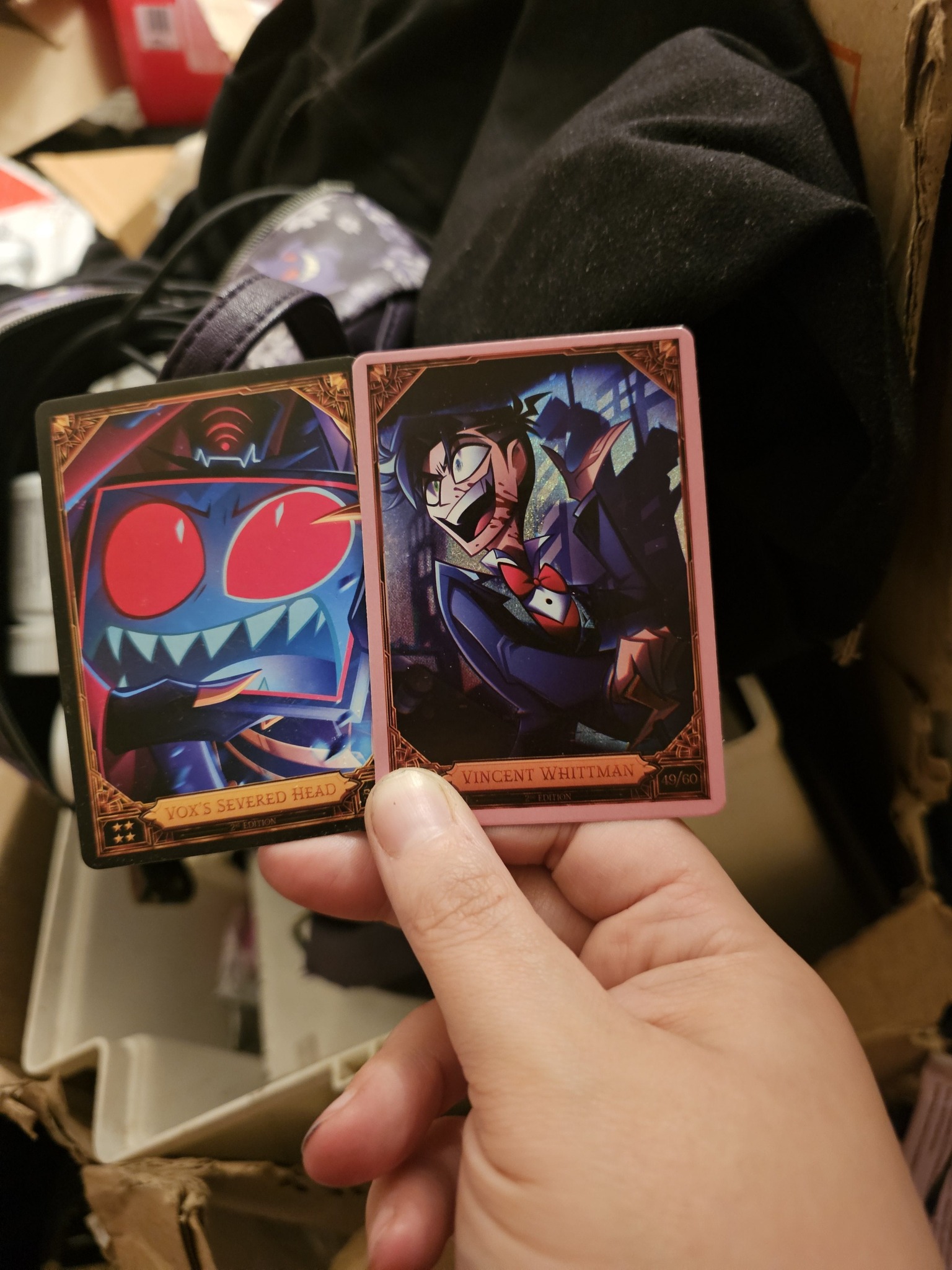 Vox's Severed Head trading card pulled from pack