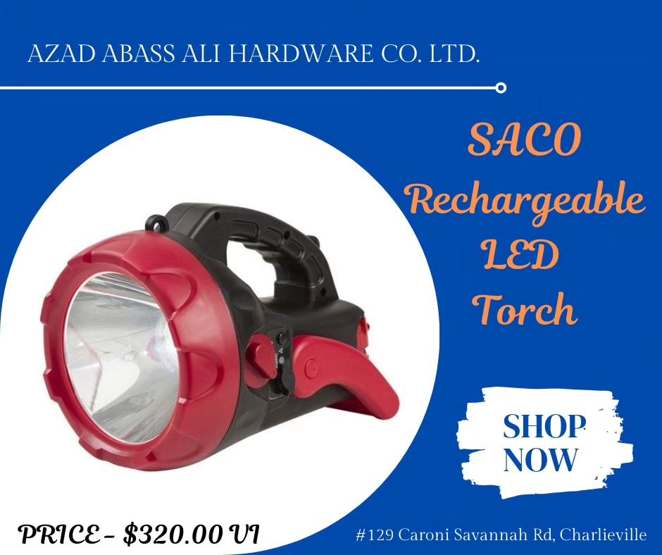 Azad - SACO Rechargeable LED Torch 🔦 - Power source: 120V 60Hz ...