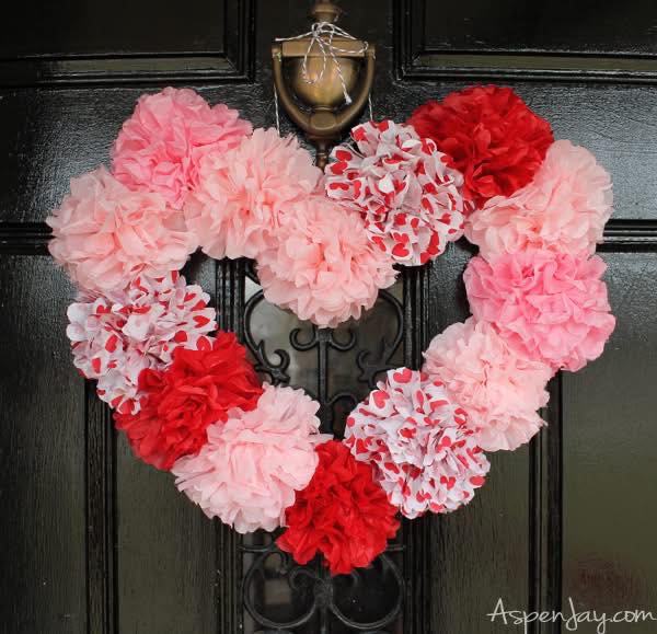 Crafty - Use tissue paper to make this easy heart wreath ️ Instructions ...