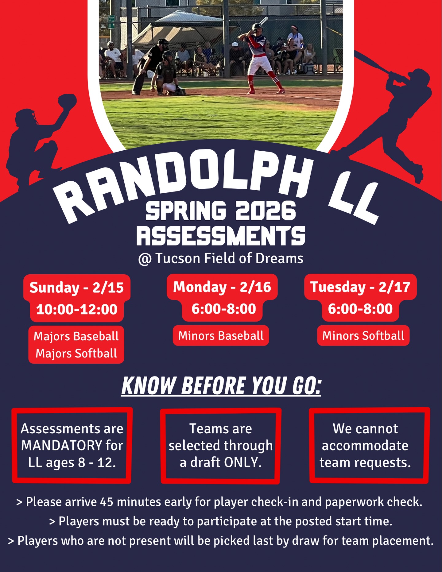 Randolph - Assessments are coming up for Minors and Majors Baseball and ...
