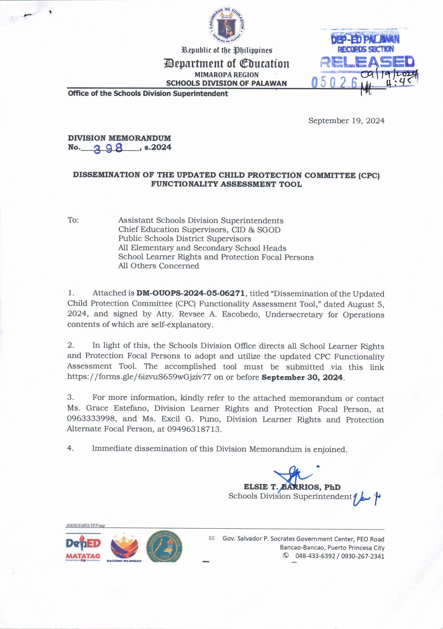DepEd Palawan - https://depedpalawan.com.ph/dm-no-398-s-202... | Facebook