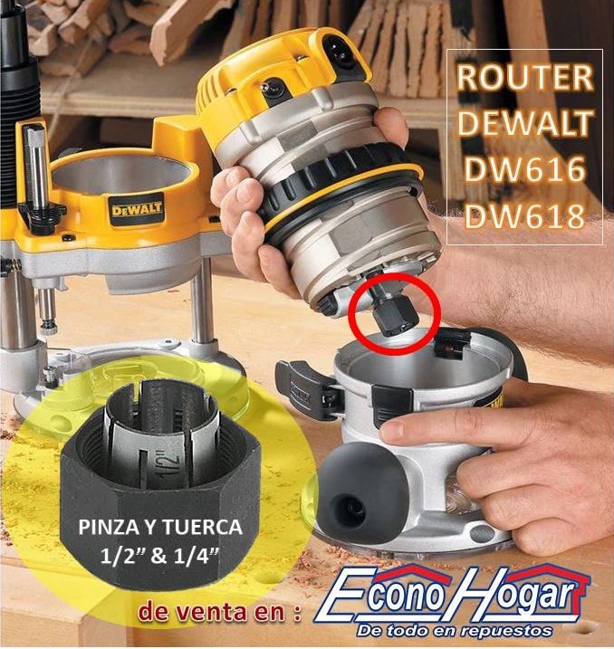 Kit De Pinzas Y Tuercas Para Enrutadores DEWALT DW621/DW616/DW618, Incluye 1/4", 1/2" Y 12 Mm, Con Reductores, Juego De 3 Piezas