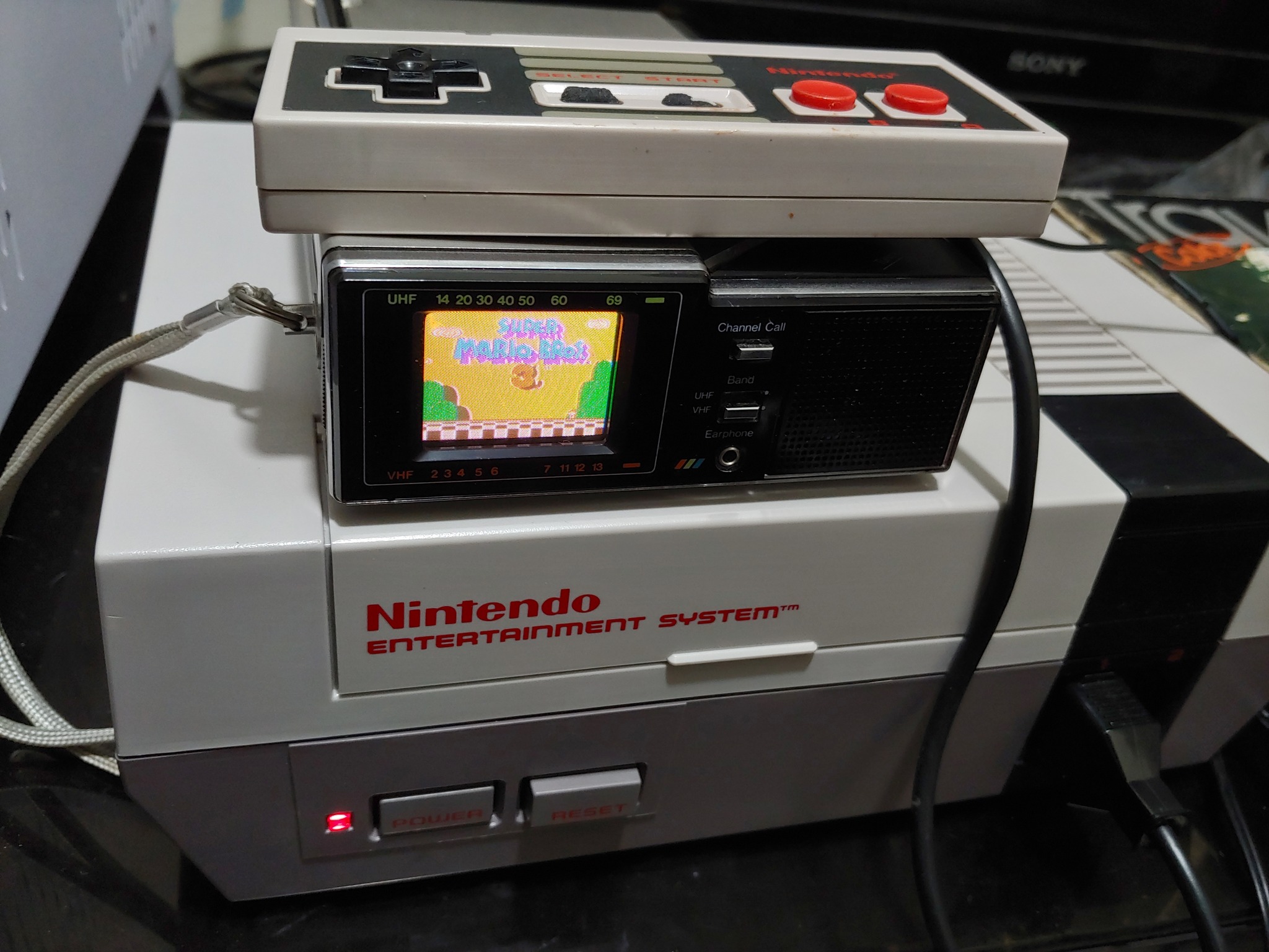 NES on the smallest color CRT TV in the world. Panasonic CT-101.