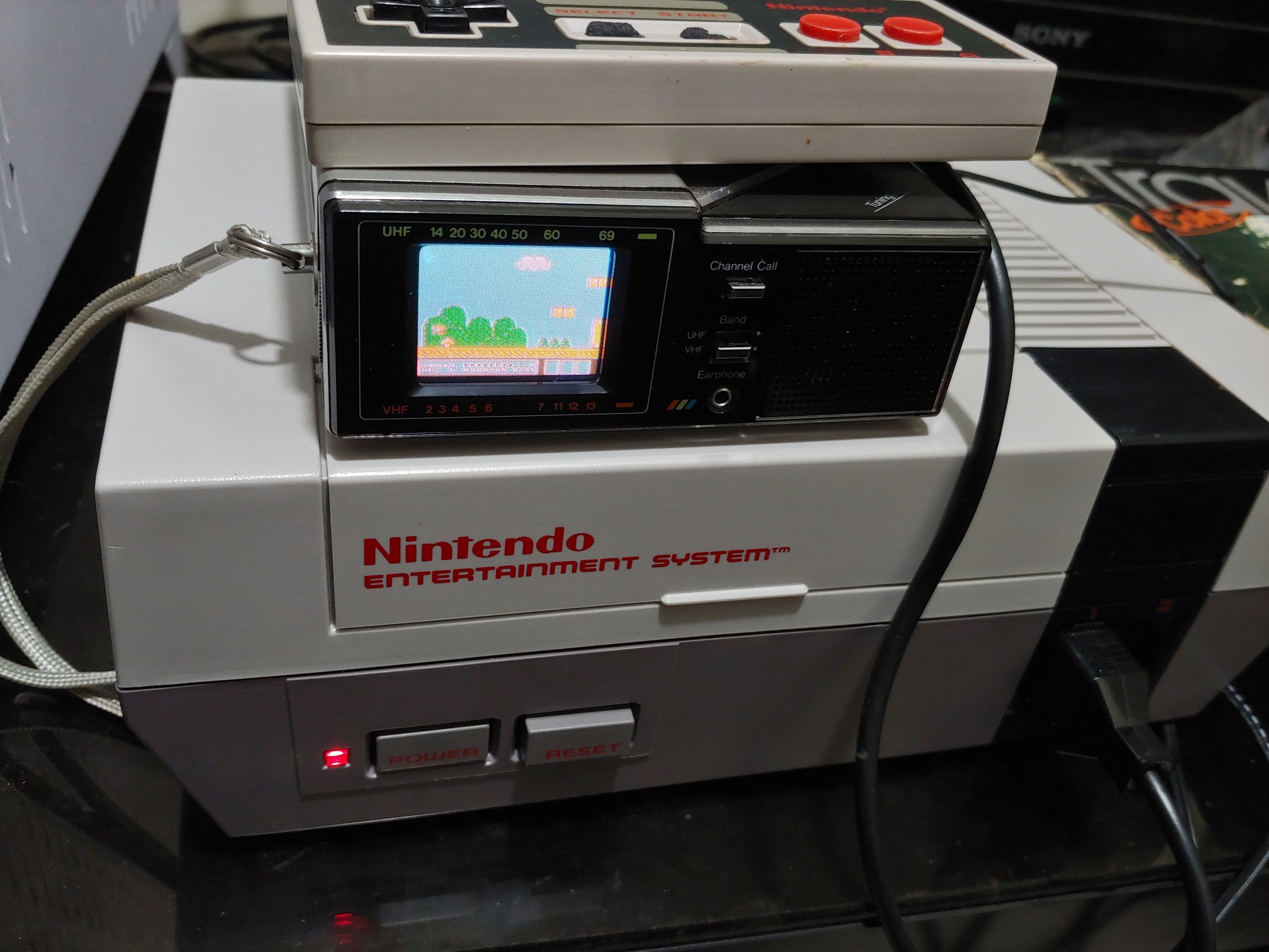 NES on the smallest color CRT TV in the world. Panasonic CT-101.