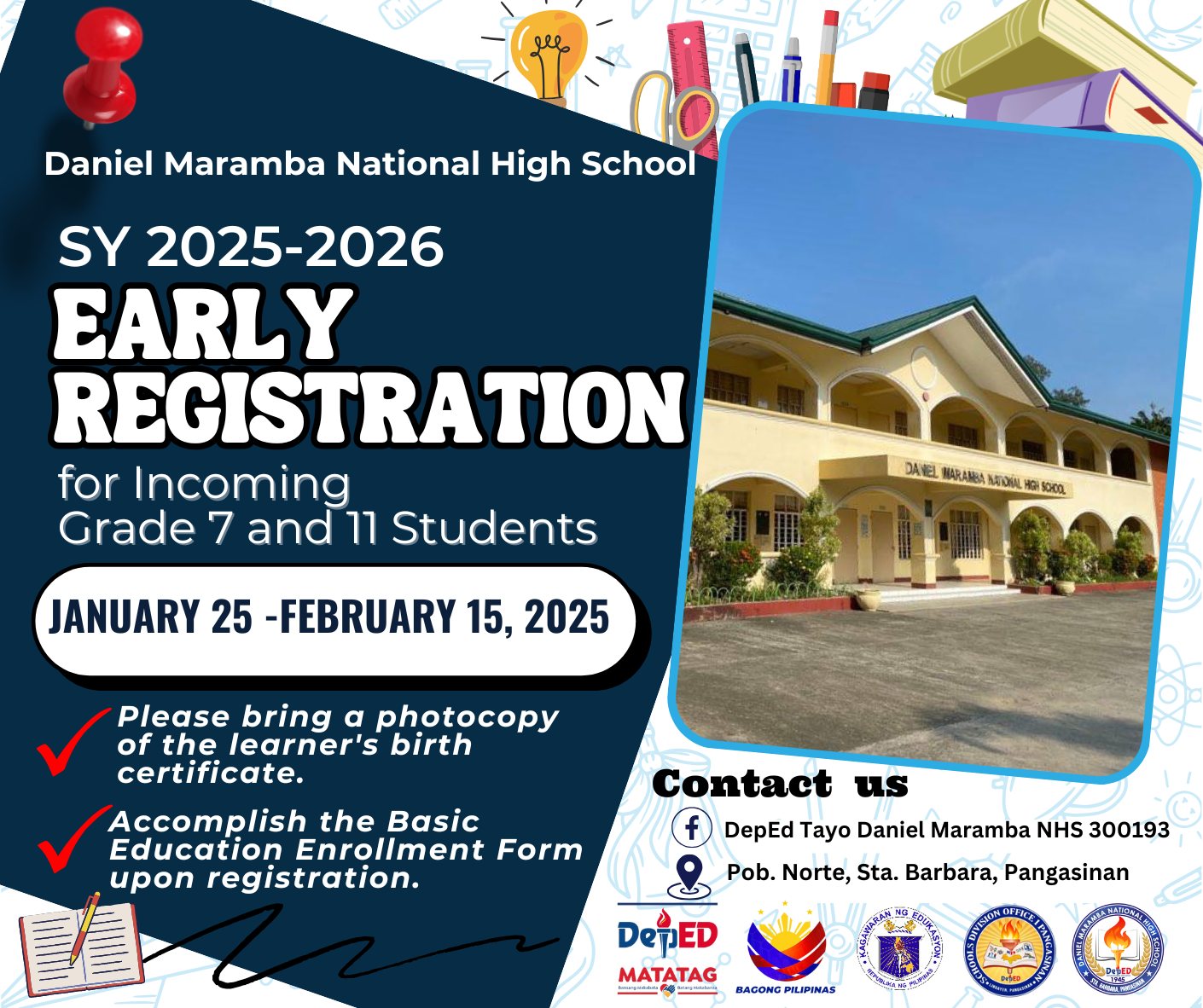 DepEd - 📣EARLY REGISTRATION FOR INCOMING GRADE 7 and GRADE 11 LEARNERS ...