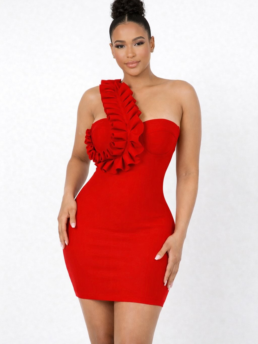 red and black bandage dress or Ruffle Strap ❤️🖤 Color:BLACK-NUDE Perfect for nights out anniversary outfit Plus Size Casual Lounge