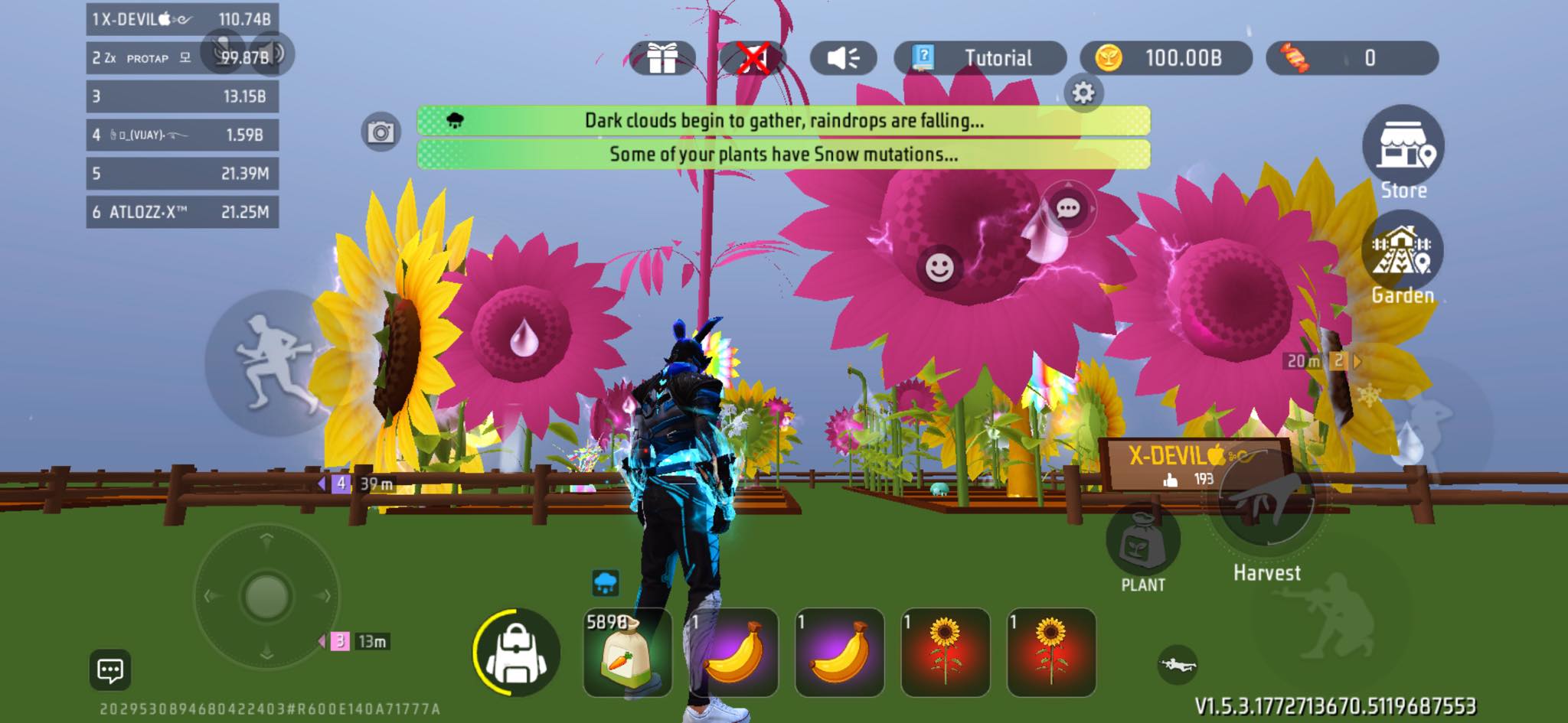 Why are giant sunflowers getting small in Free Fire Free Garden?