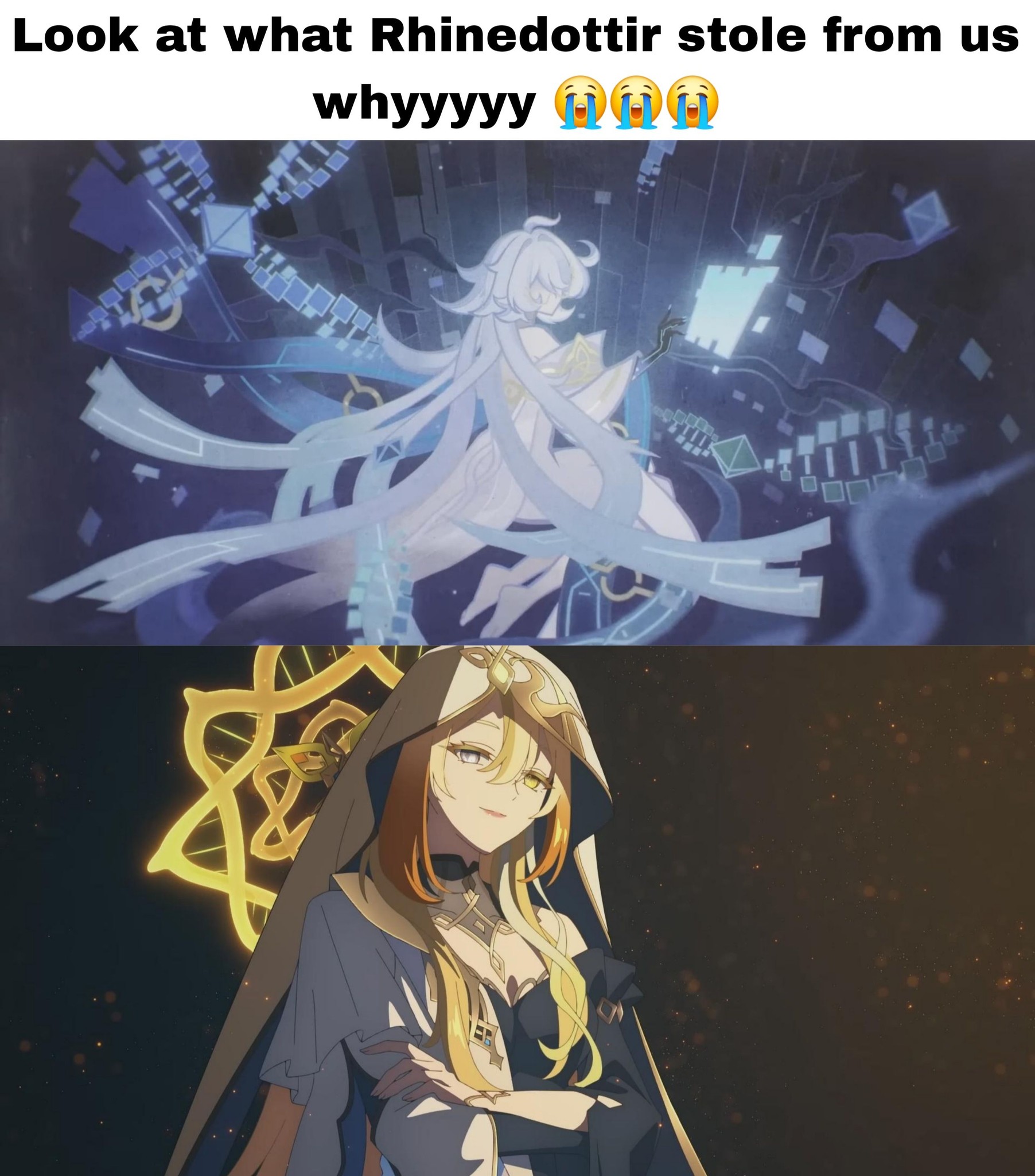 Rhinedottir is probably the reason Albedos hair isnt as majestic