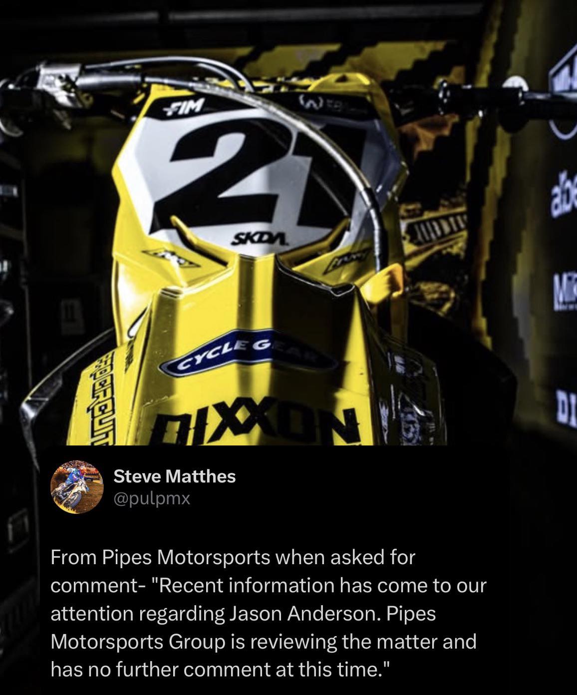 DirtbikeLover - Per Steve Matthes, a statement has now... | Facebook