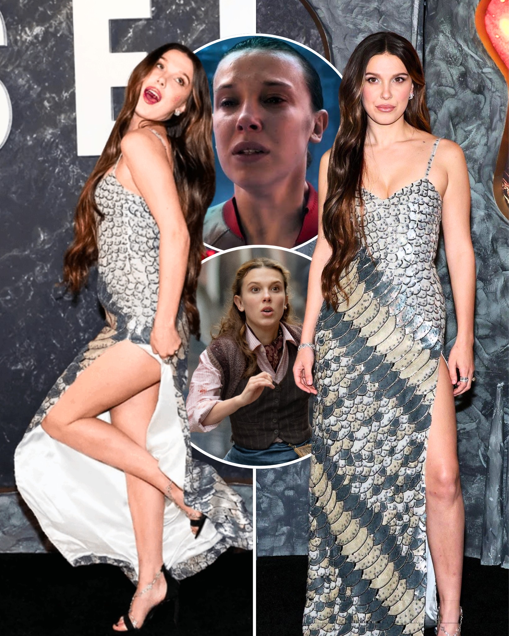 millie bobby brown dress flies up stepped onto the red carpet at the premiere of Enola Holmes 3 in New York and left everyone speechless. 😍 The British actress went for a two-piece set in Alllist Summer Ladies Nightgown Laser Cut size:UK 12