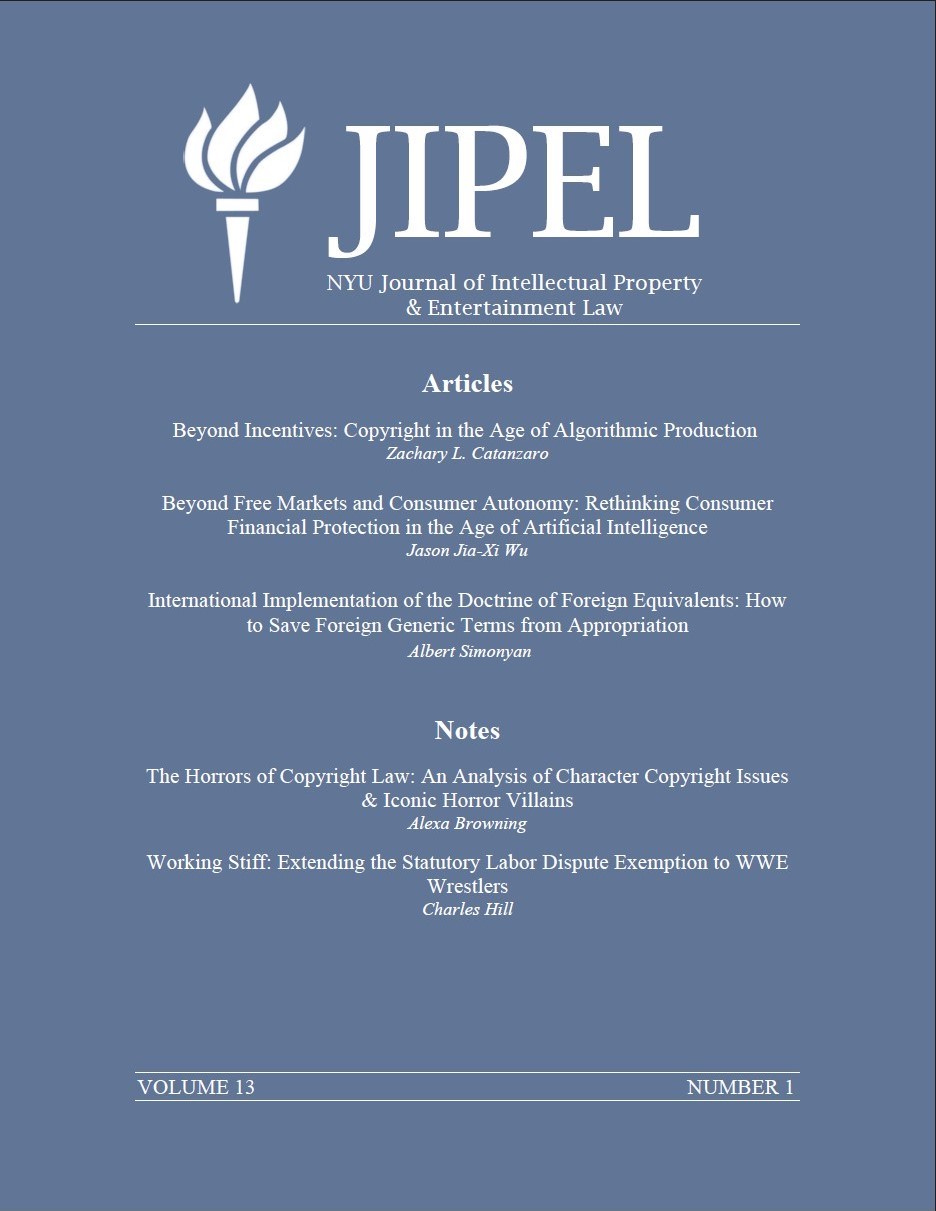 NYU's Journal of Intellectual Property and Entertainment Law - JIPEL