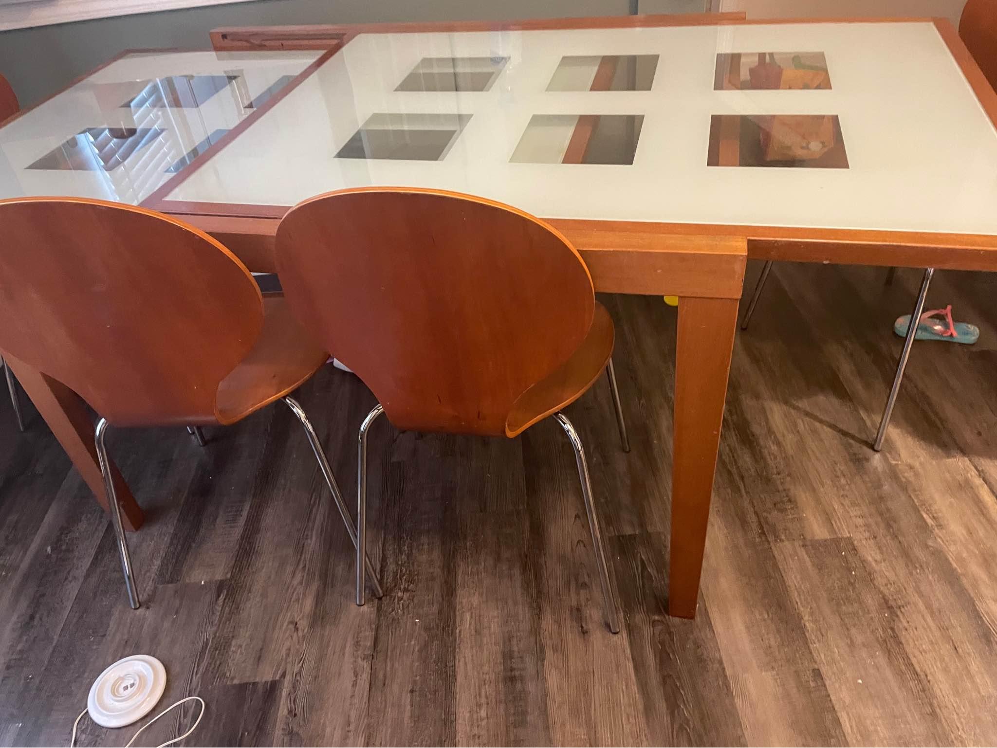 glass top Wood Table with leaf pulls out - Dining Tables - Raleigh ...