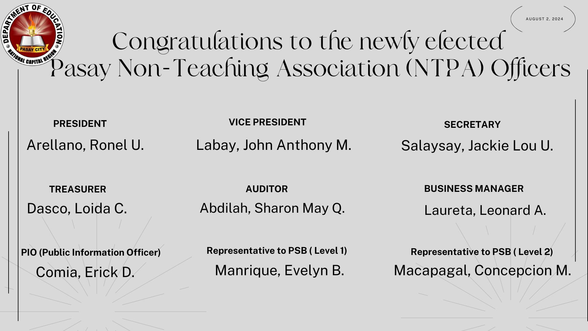 Congratulations!... - DepEd Tayo - Division of Pasay City