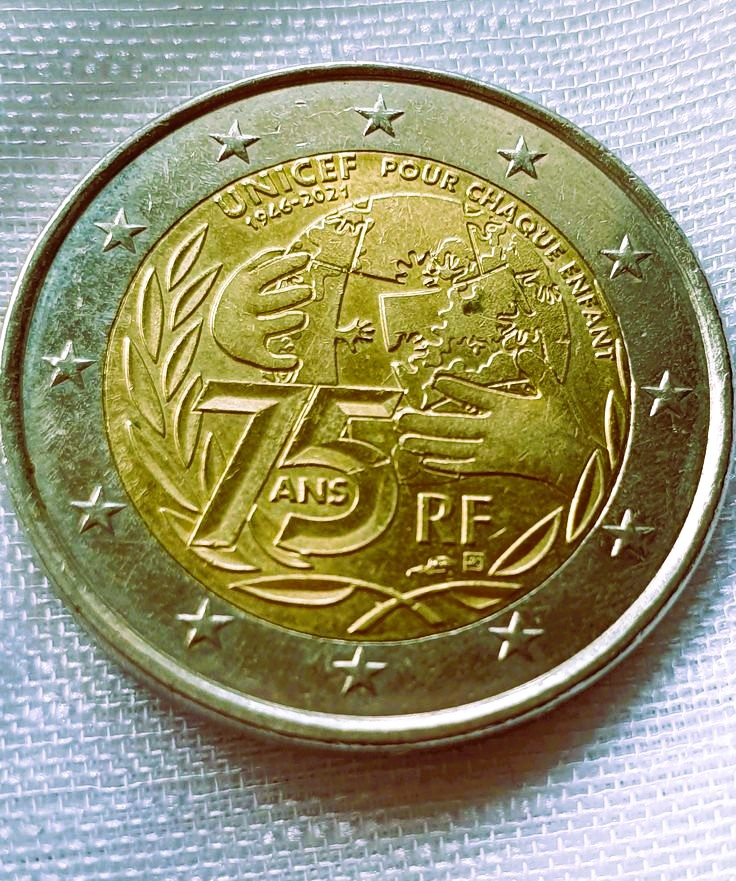 The France 2 Euro coin commemorating the 75th anniversary of