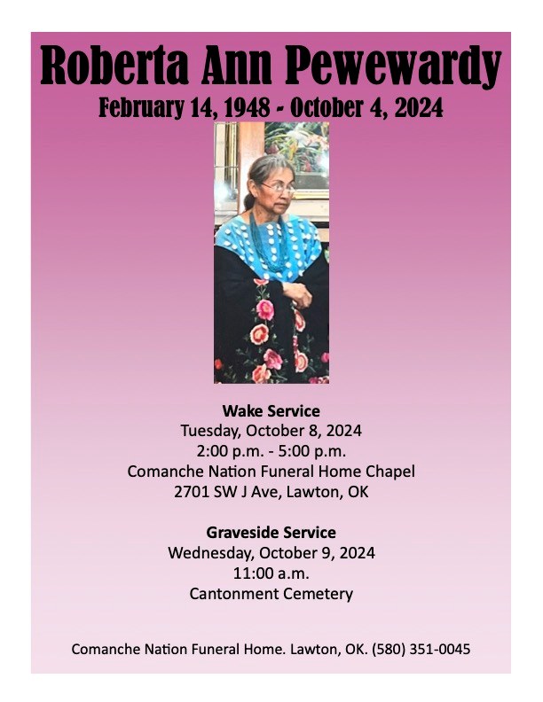 Cheyenne - In Loving Memory of Roberta Ann Pewewardy February 14, 1948 ...