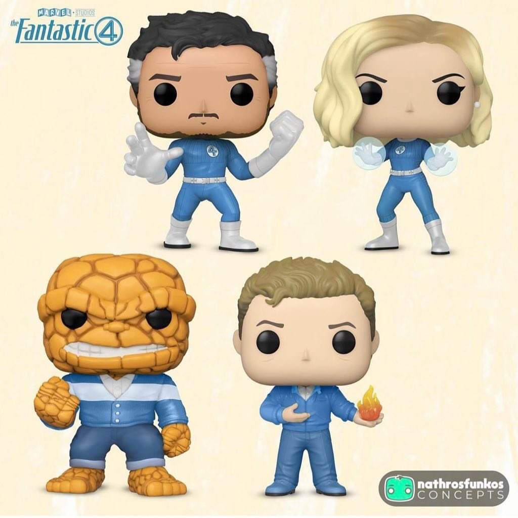 Fantastic Four complete Funko Pop set with glow in the dark Human