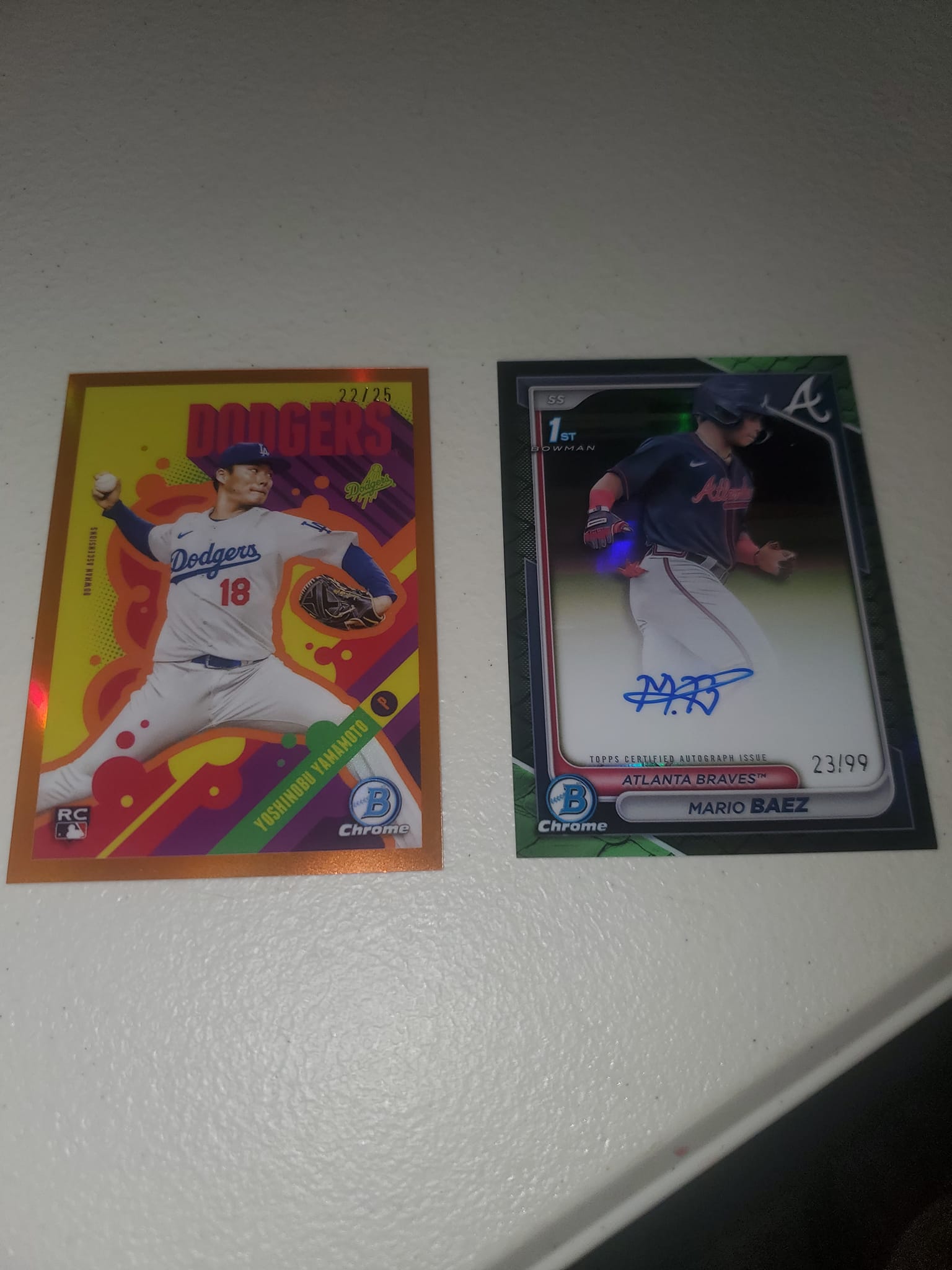 2024 Bowman chrome green refractor RC auto /99 Yoshinobu Yamamoto 