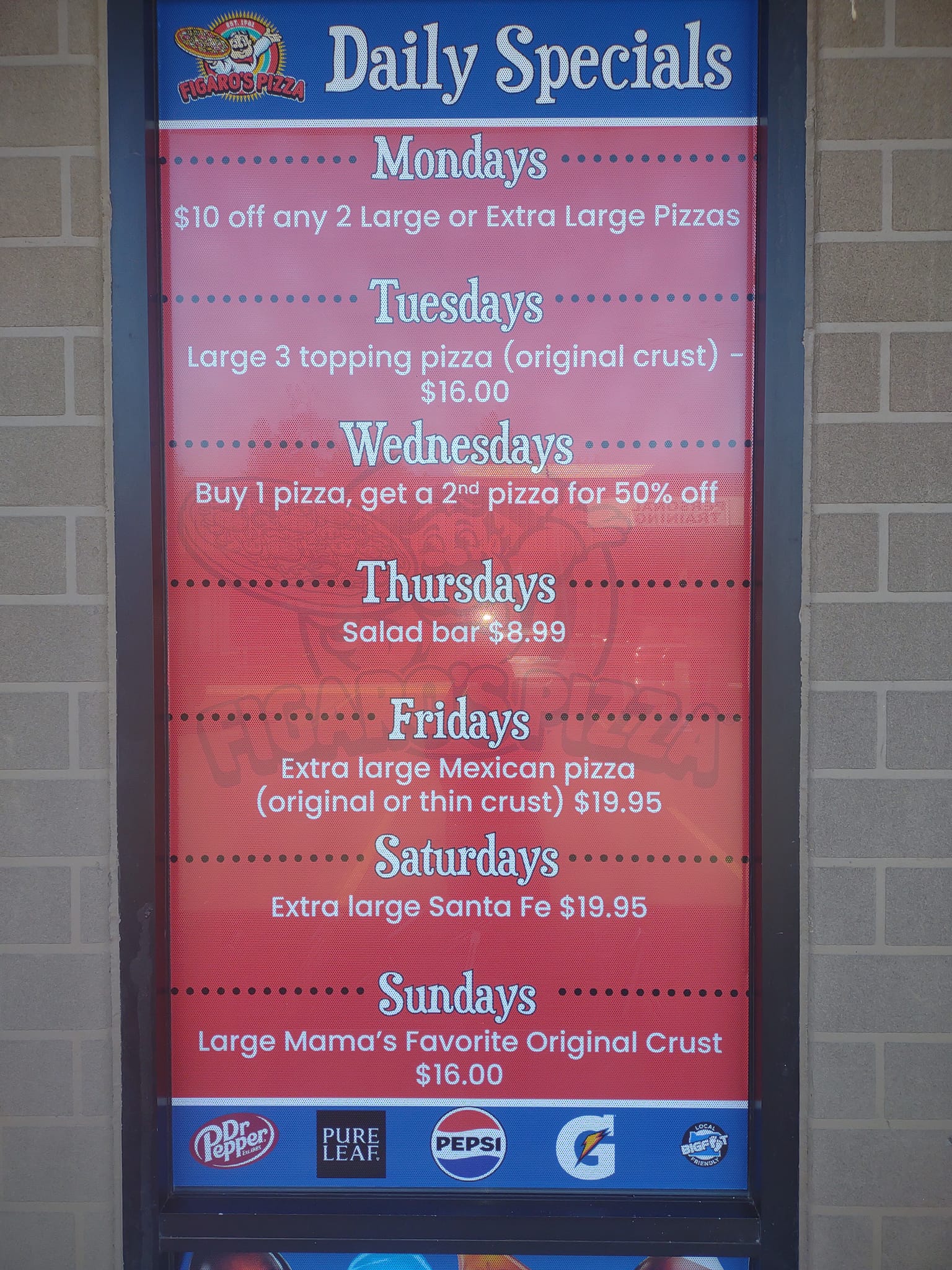 Figaro’s - Our new specials are up on the window and it looks great ...