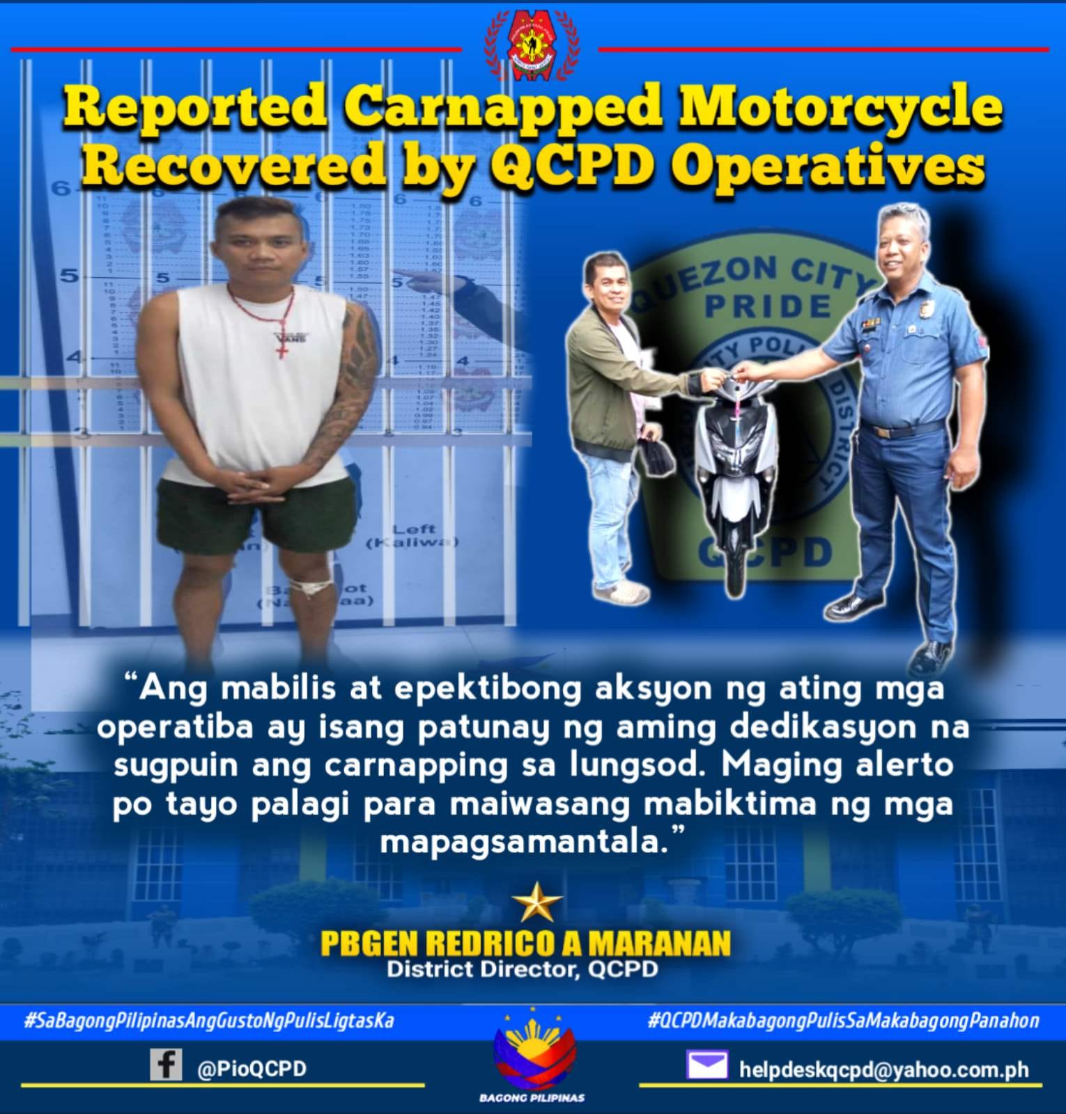 Reported Carnapped... - Quezon City Police District | Facebook