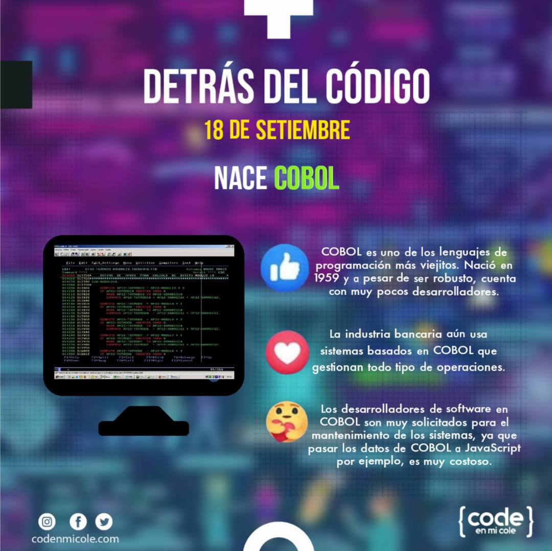 Code en mi Cole - 📌COBOL, lenguaje común orientado a... | Facebook