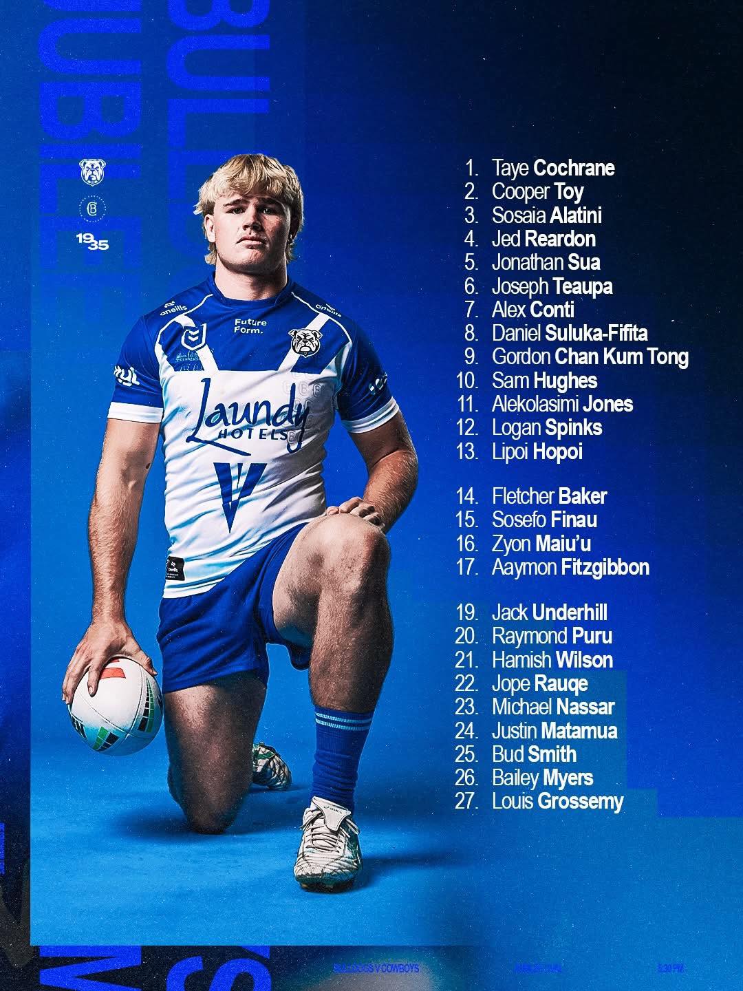 Bulldogs - Trial Teamlists ️ Bulldogs vs Cowboys Saturday 5.30pm | Facebook