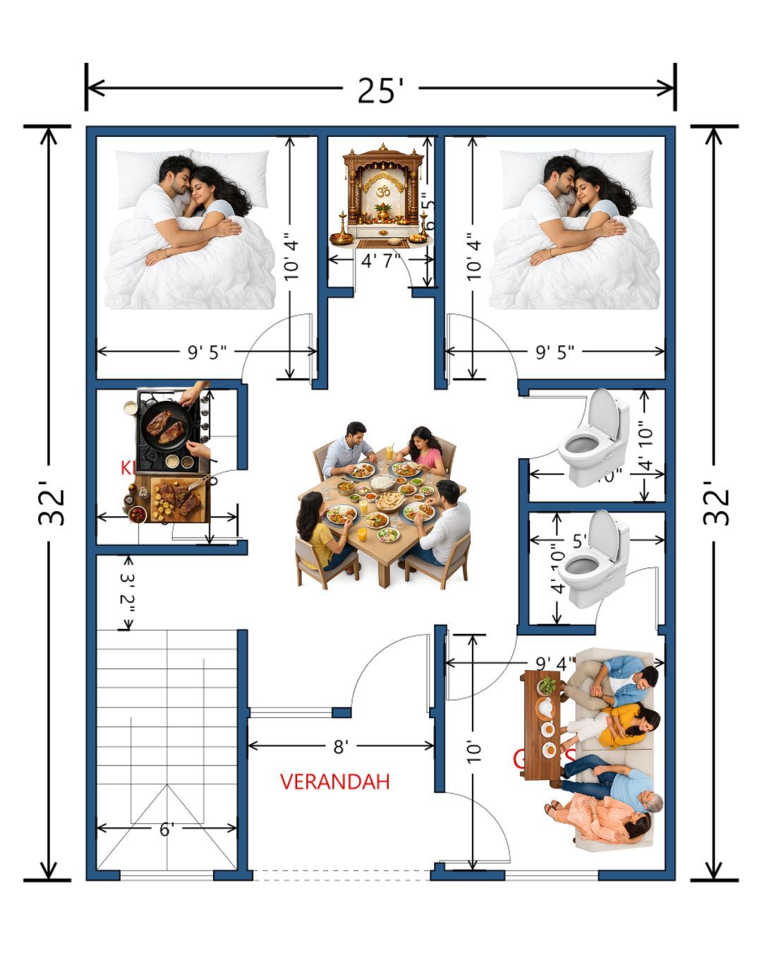 Civil - 25x32 house plan .. | Facebook