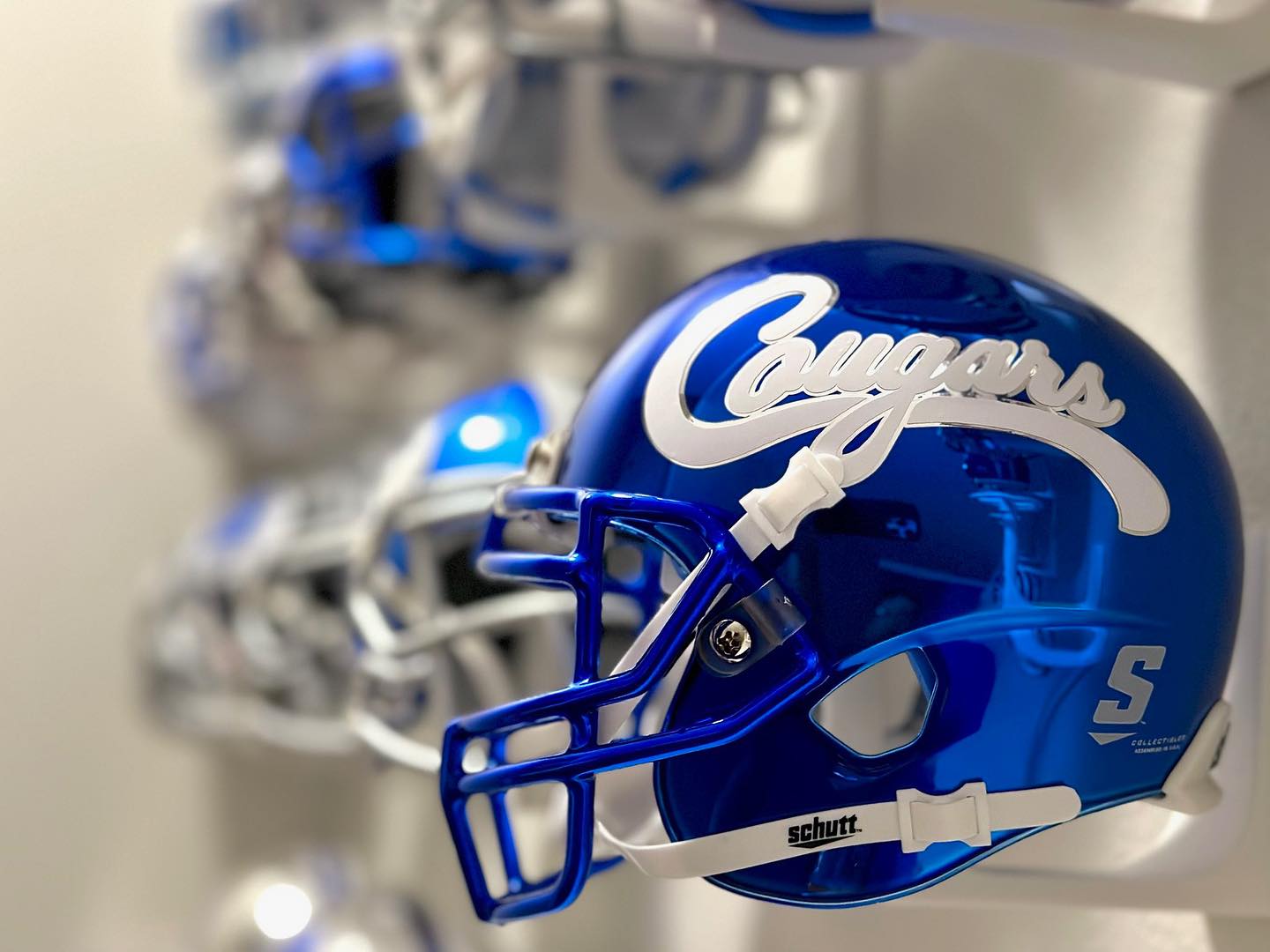 byu replica football helmet Riddell Cougars Speed with extended jaw area protection Riddell BYU Cougars Royal Mini