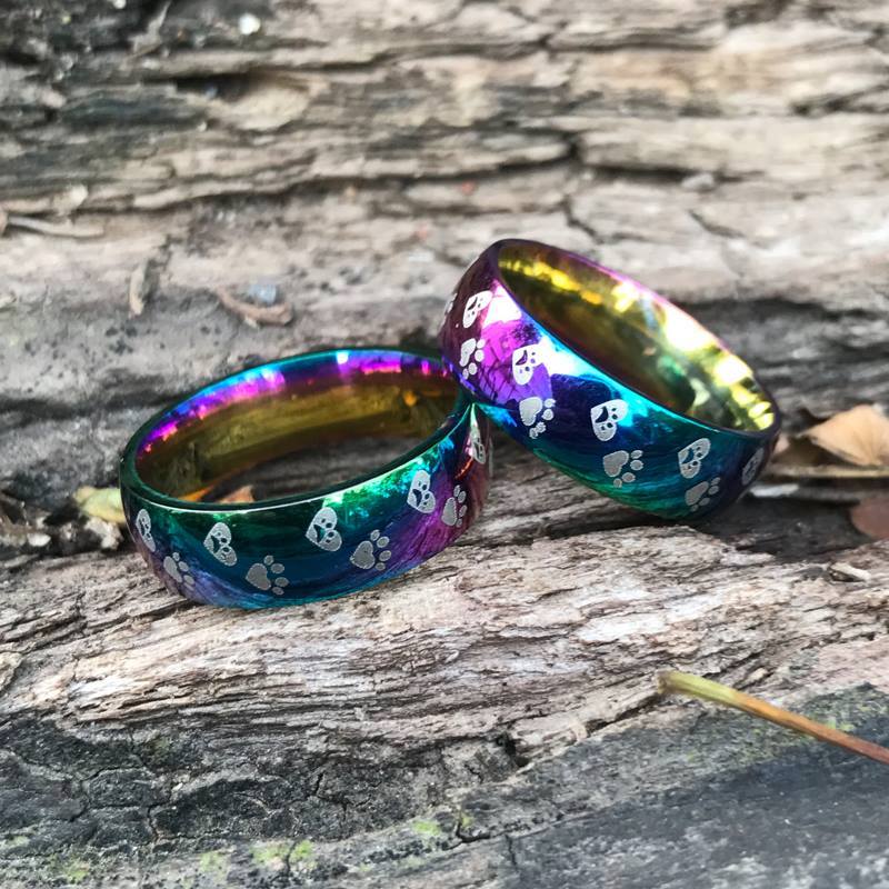 Dog Pawty - Our Stainless Steel Rainbow Dog Print Ring is back in stock ...