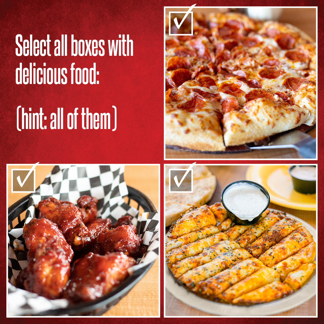 Pizza, wings, and Cheese Dippers™—what more could you want