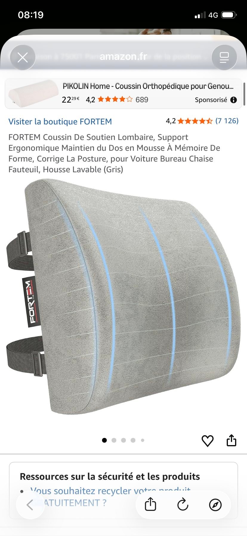 Coussin Lombaire Ergonomique En Mousse Mémoire - Support Dos Pour Chaise Bureau, Voiture, Fauteuil - Housse Lavable (noir) Coussin Bureau Voiture Confort