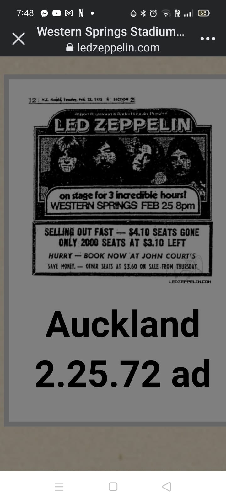 Led Zeppelin's iconic 1972 Western Springs concert