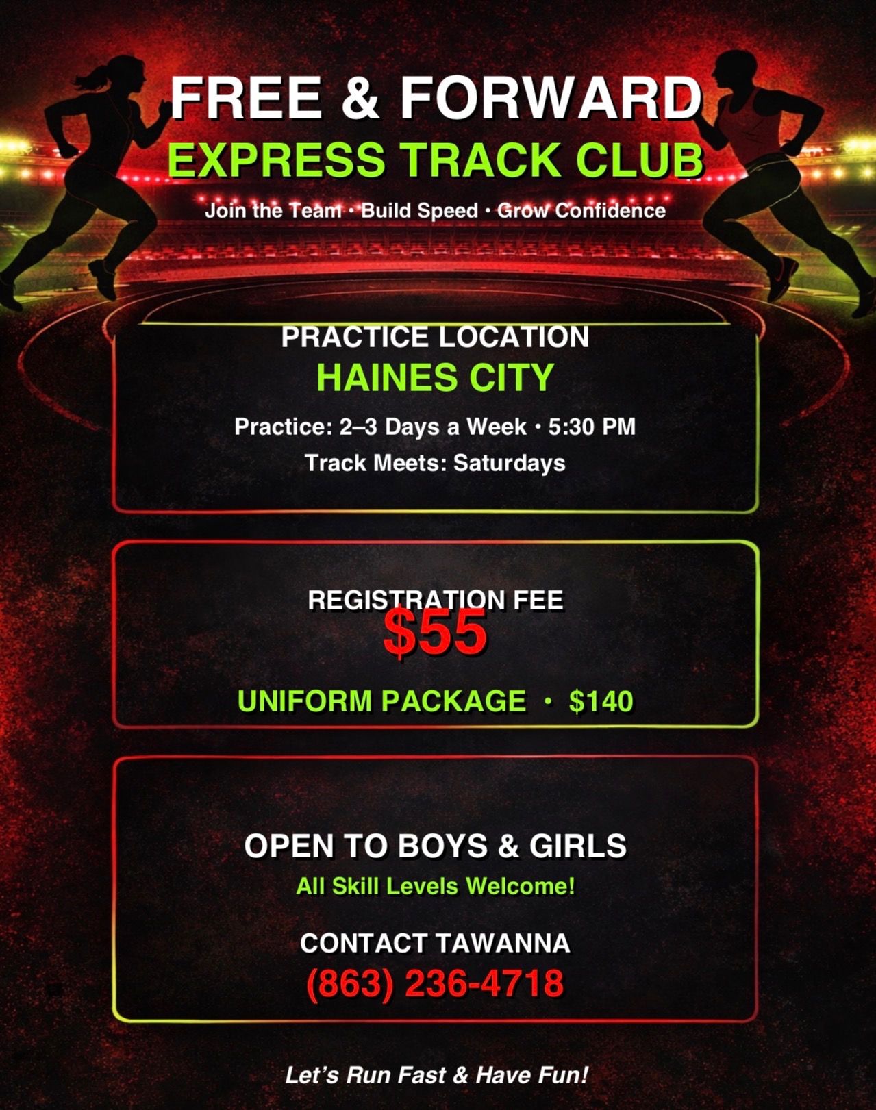 Free & Forward Express Track Club | Haines City FL