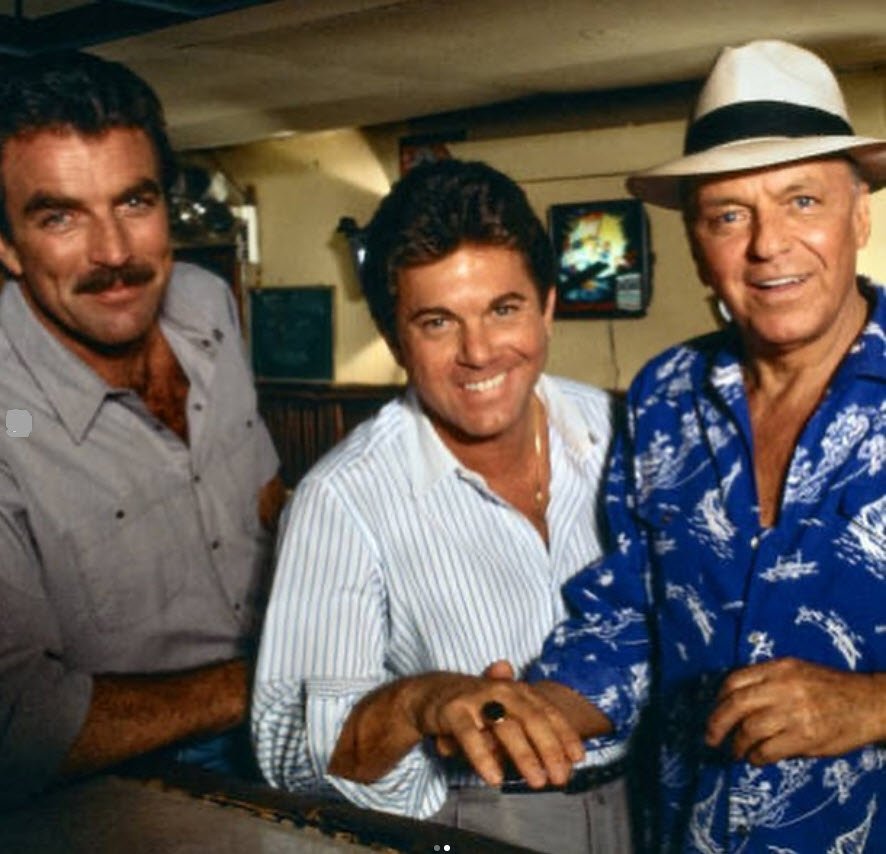 I Spy, - Behind the scenes picture of Frank Sinatra with Tom Selleck ...