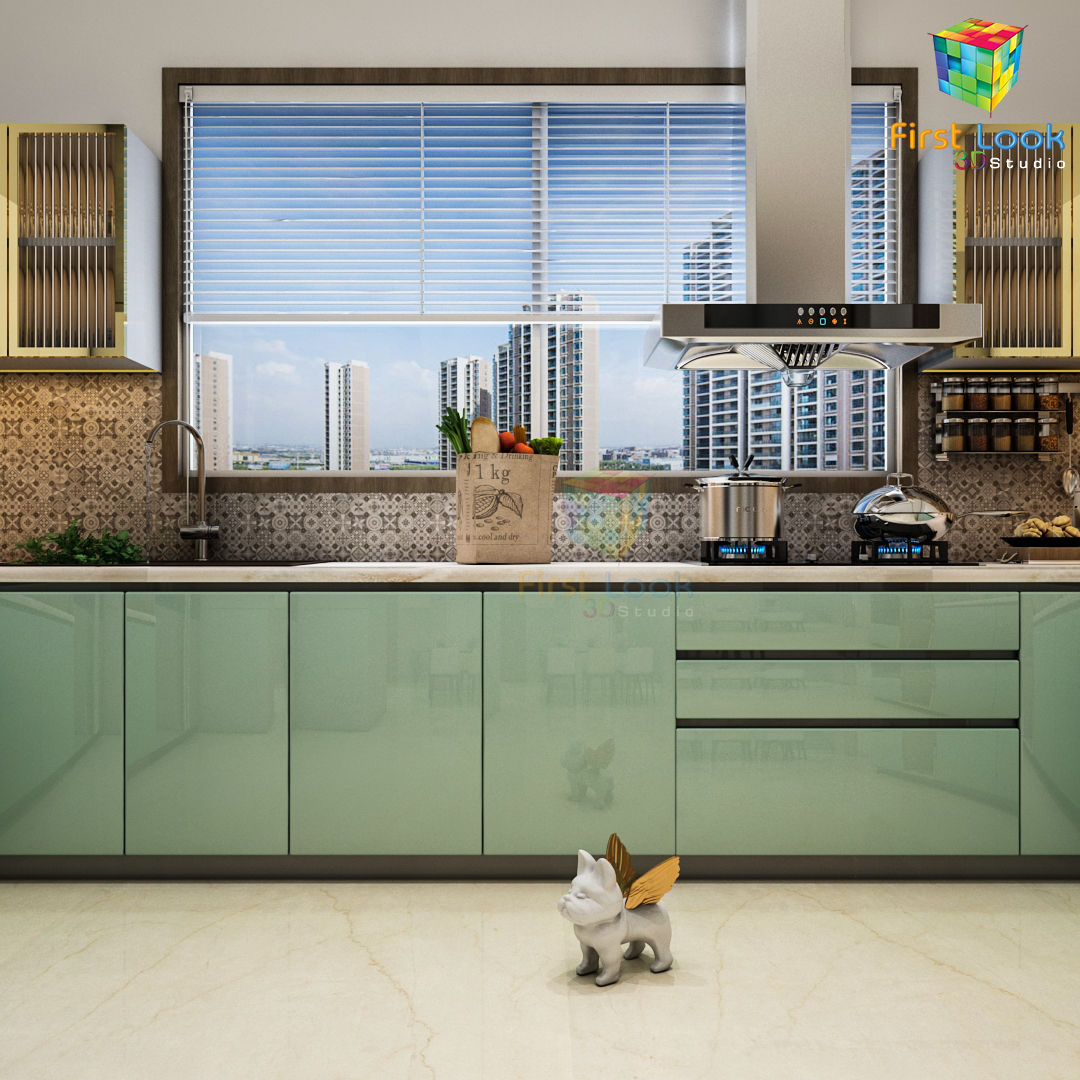 Modular Kitchen Interior Renders.💚💚... - First Look 3D Studio