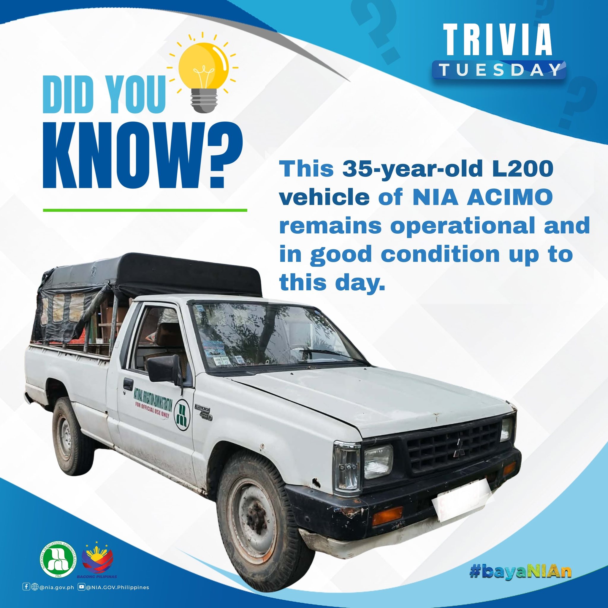 NIA - TRIVIA TUESDAY | Acquired in 1991, this 35-year-old L200 vehicle ...