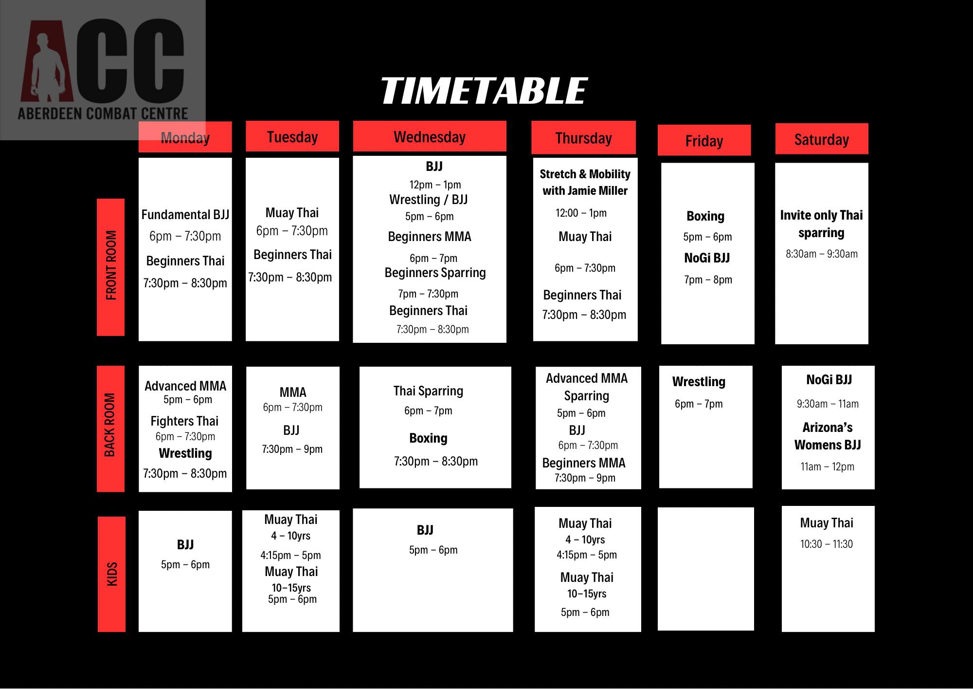 Aberdeen - 🔥Updated timetable 2024 🔥 All classes have remained the same ...
