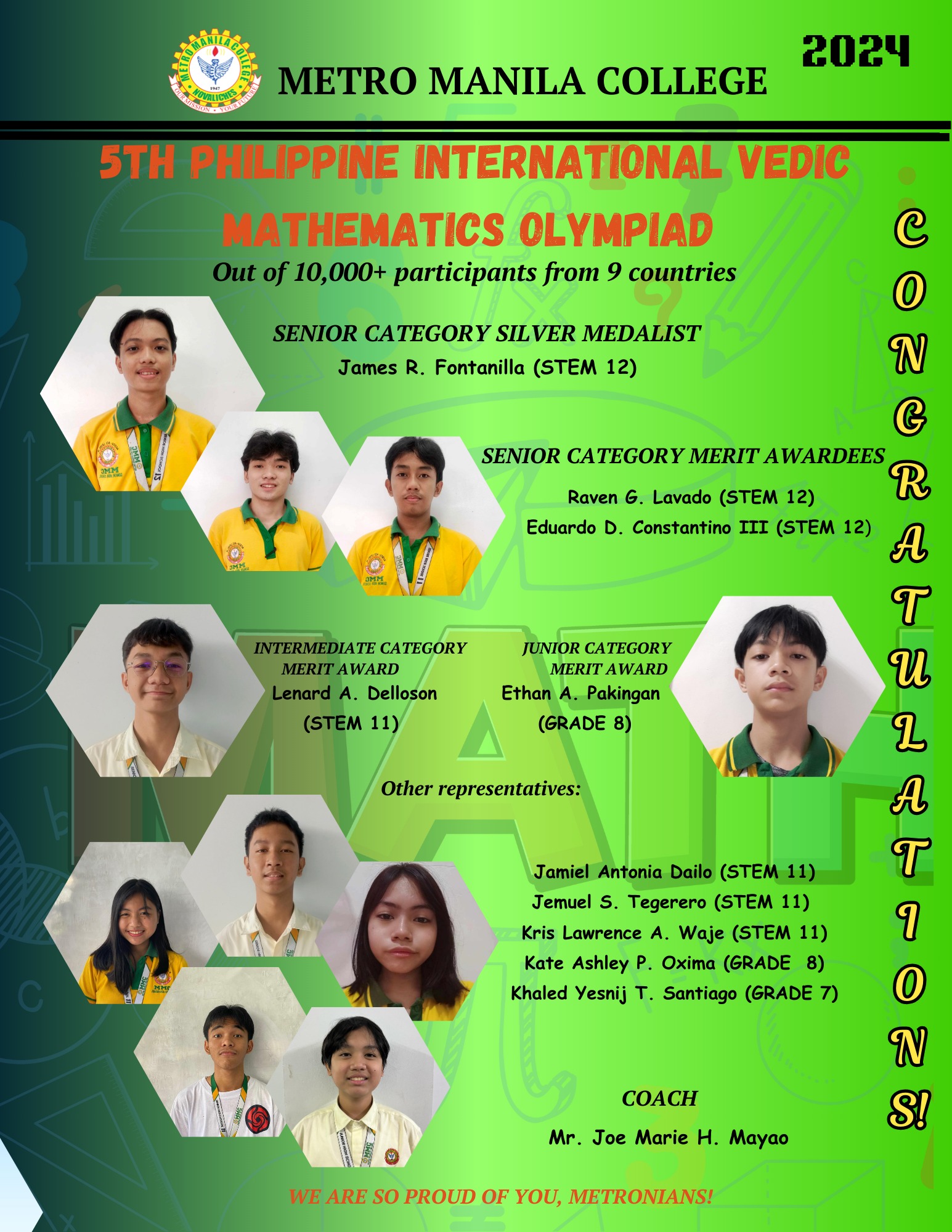 Metro - Congratulations on your outstanding performance in the ...