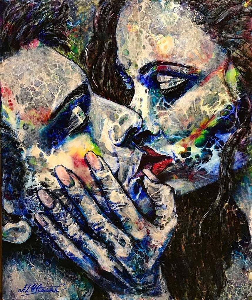 IArt - The color on black in these acrylic paintings by...