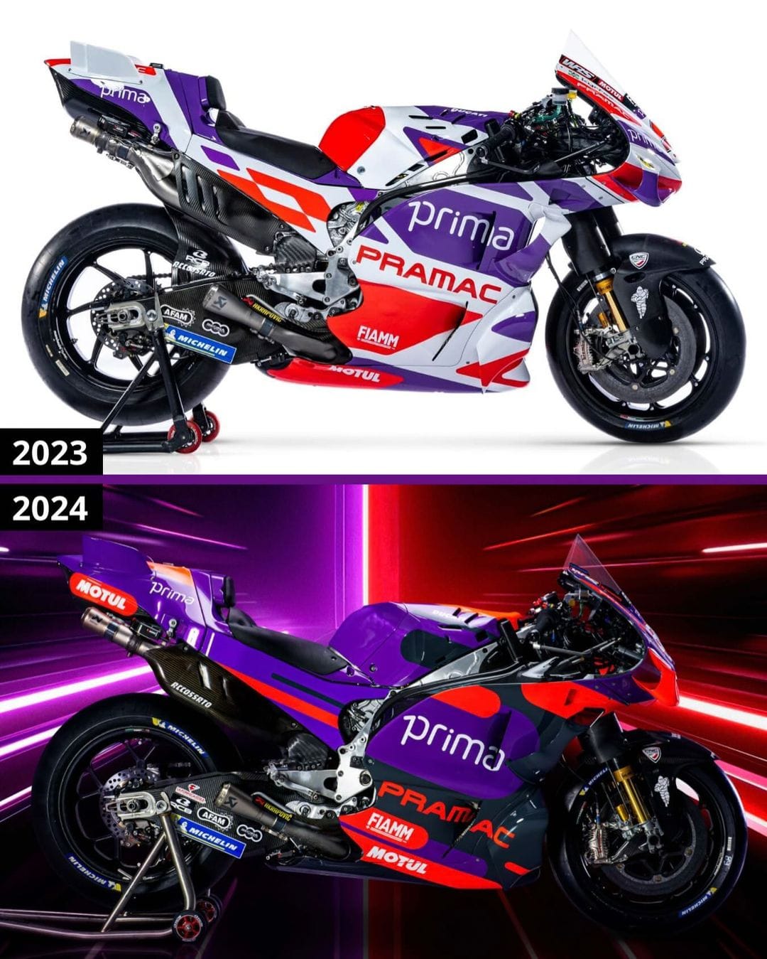 Prima pramac Racing, 2023 vs 2024 #motogp #thebikersblog