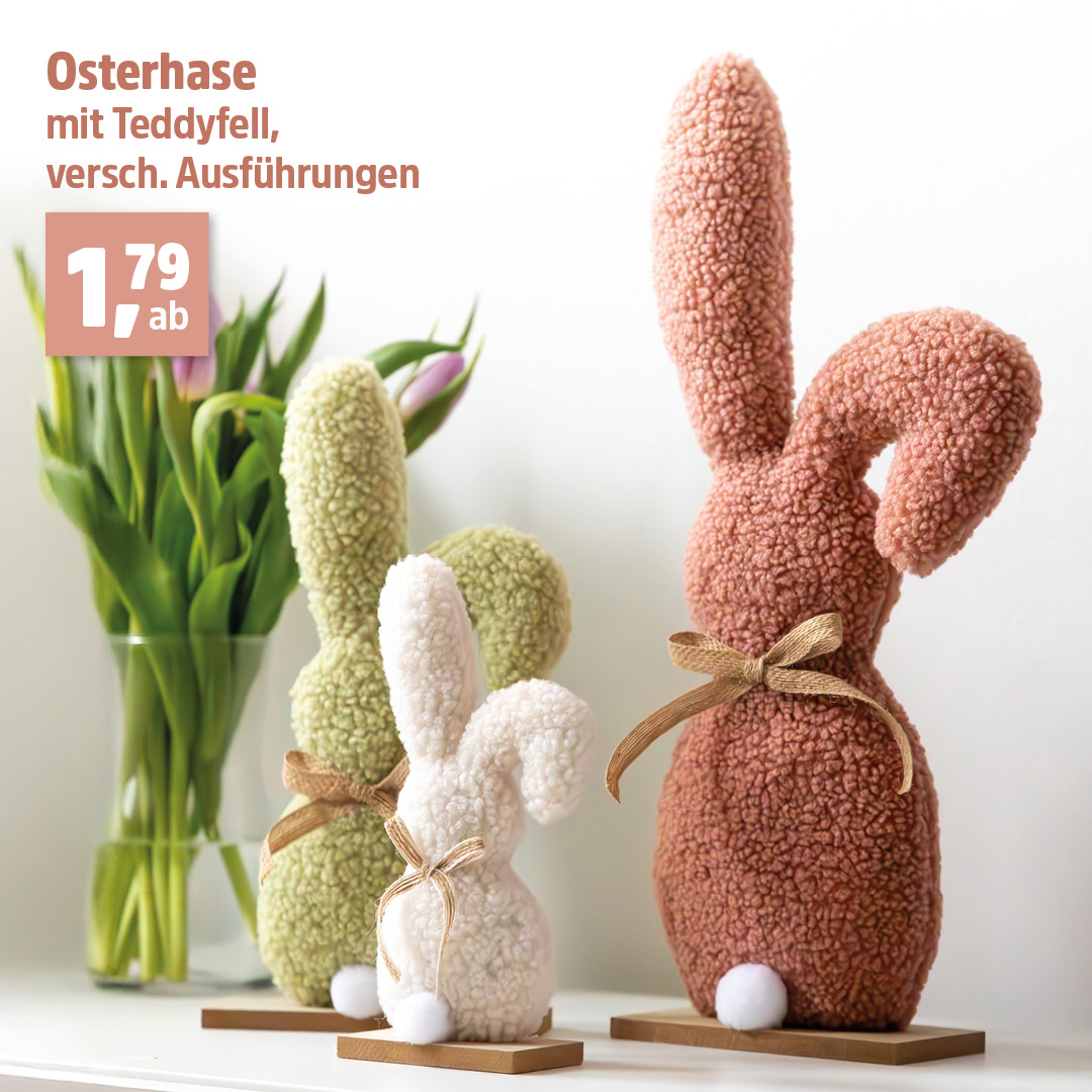Die Osterzeit ist da! 🐇 Diese süßen Osterhasen aus Teddystoff findet Ihr jetzt in versch. Ausführungen in unseren Märkten. #thomasphilipps #thomasphilippsdeutschland #derdiscounterfürheimundgarten #o