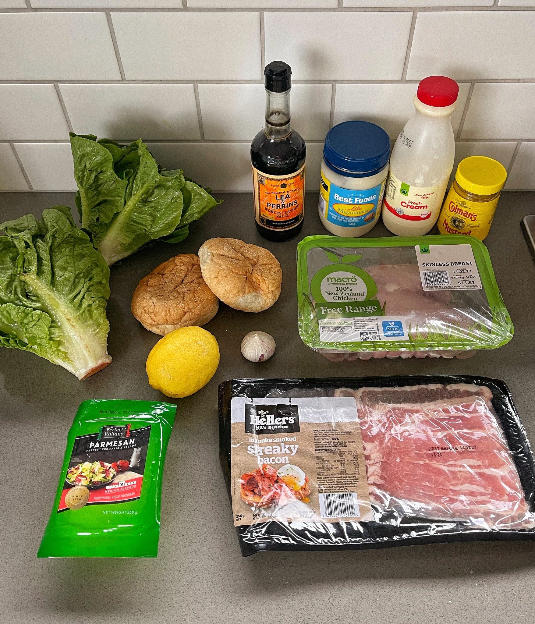 A crispy and creamy caesar salad made from cos lettuce, grilled 