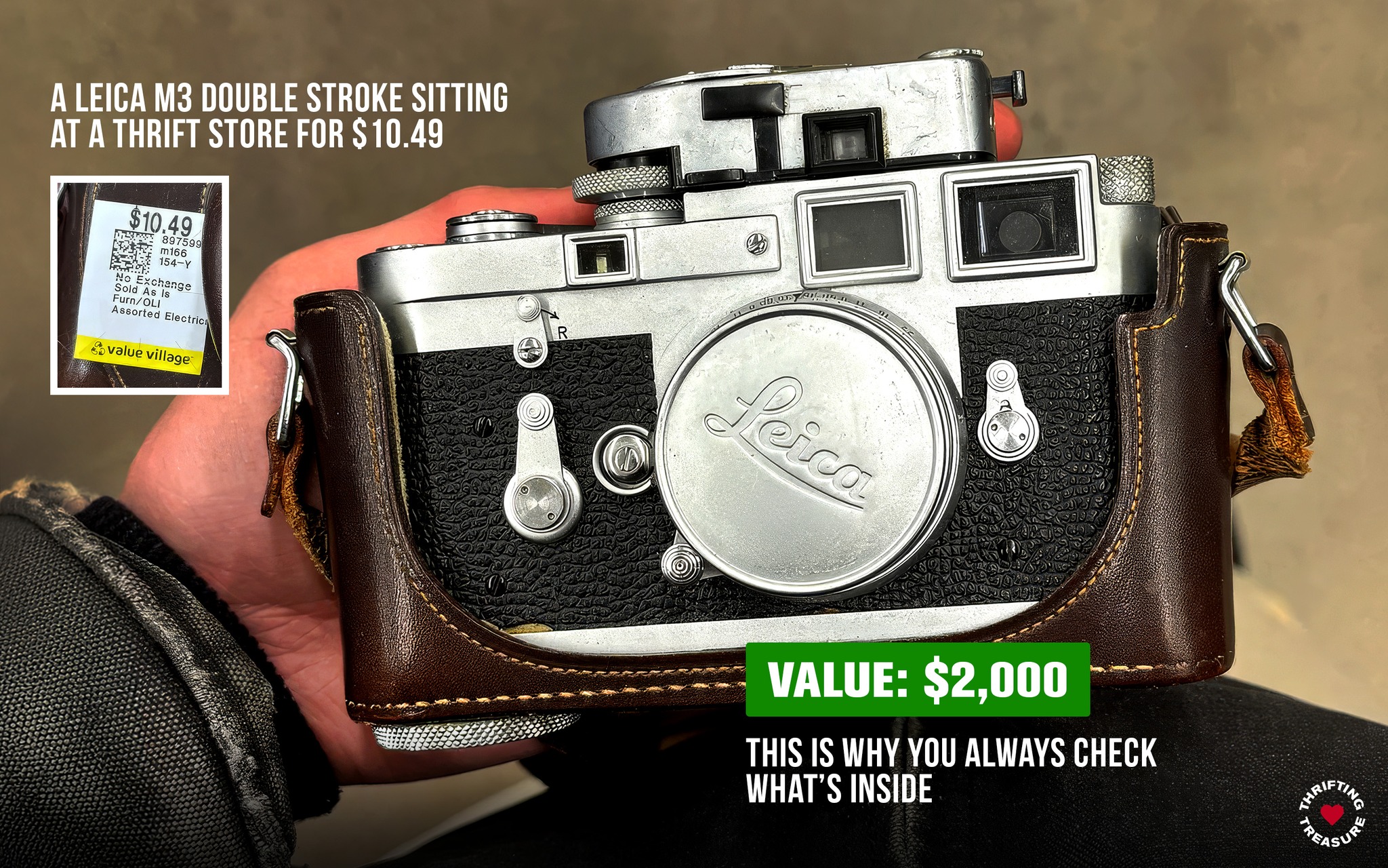 A $10.49 thrift store camera turned out to be a Leica M3 Double
